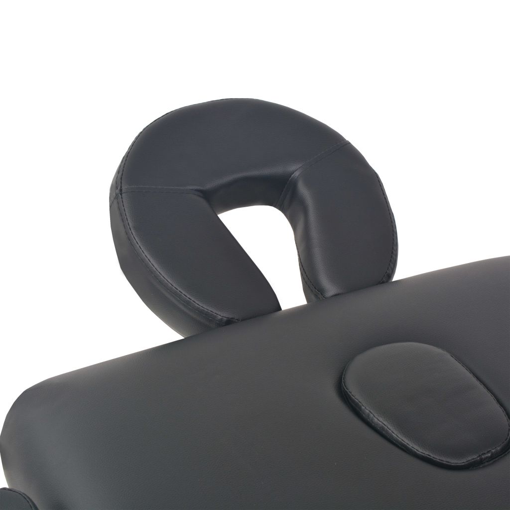 Massageliege 2-Zonen mit Hocker Klappbar 10 cm Sitz Schwarz