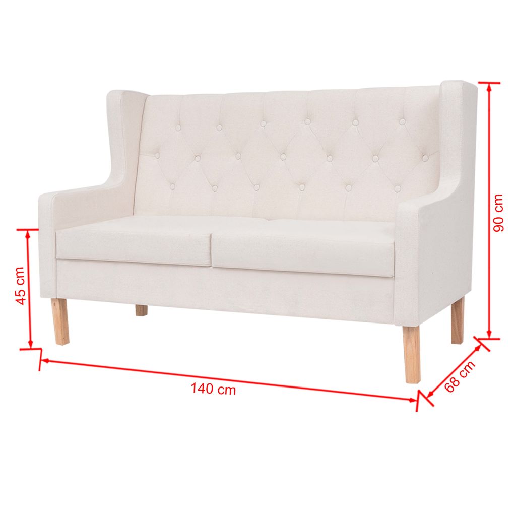 2-Sitzer Sofa Stoff Cremeweiß