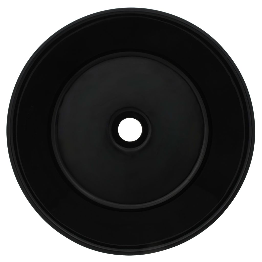 Waschbecken Keramik Rund Schwarz 40 x 15 cm