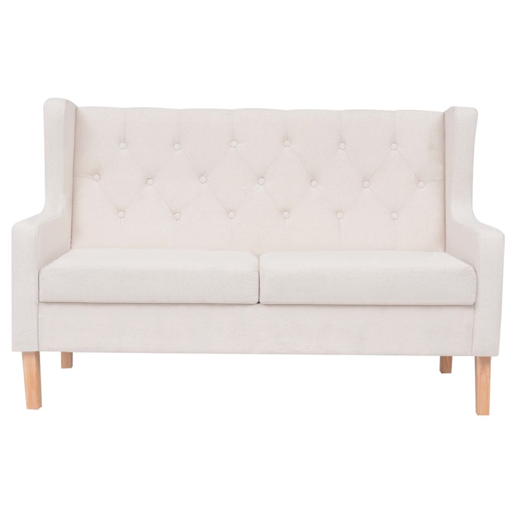 2-tlg. Sofa-Set Stoff Cremeweiß