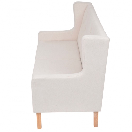 2-tlg. Sofa-Set Stoff Cremeweiß