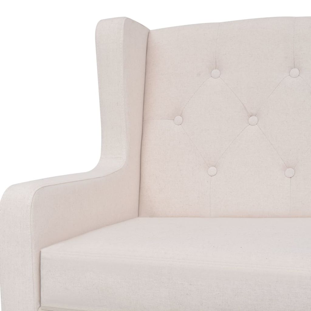 2-tlg. Sofa-Set Stoff Cremeweiß