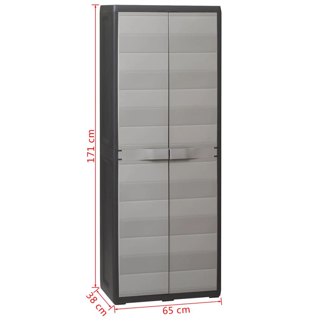 Gartenschrank mit 3 Böden Schwarz und Grau