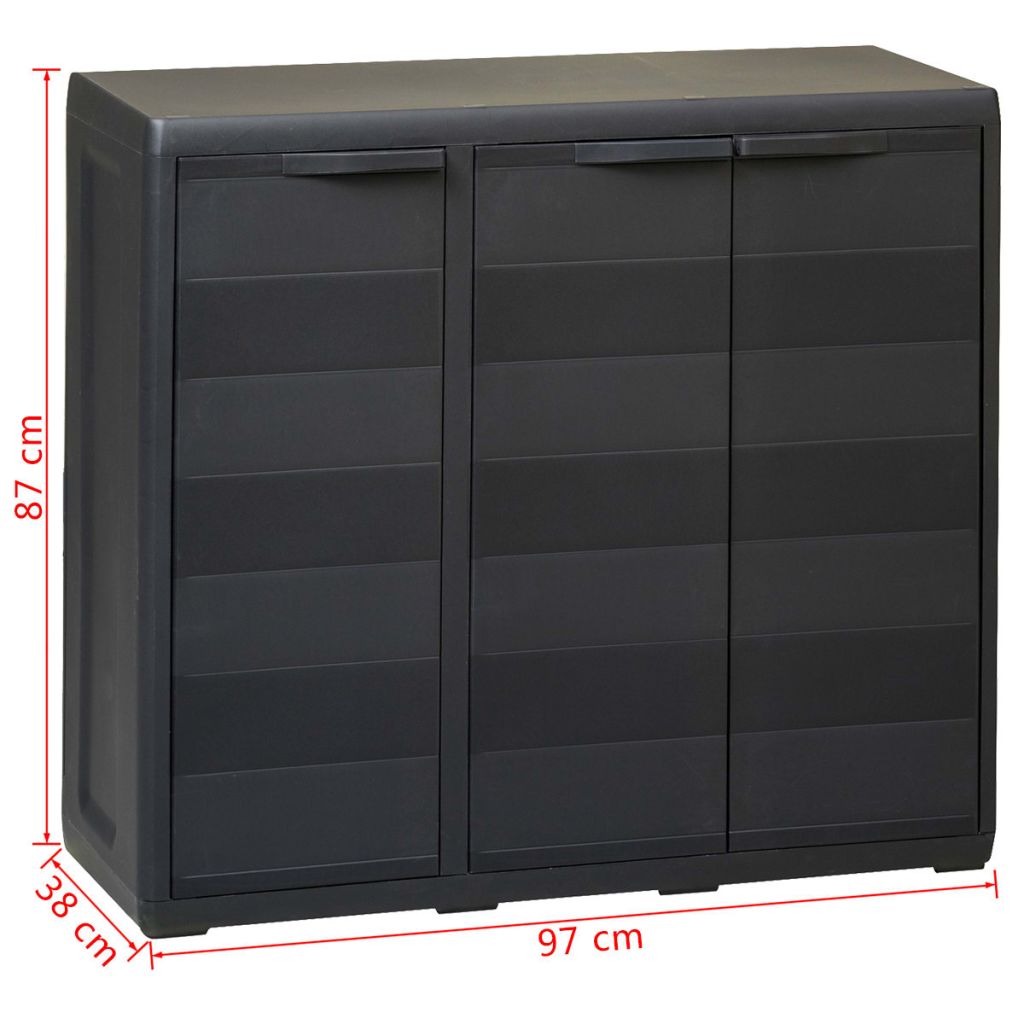 Gartenschrank mit 2 Böden Schwarz