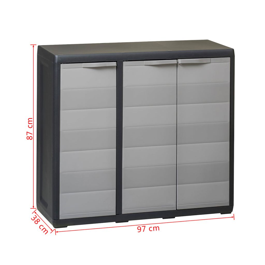 Gartenschrank mit 2 Böden Schwarz und Grau