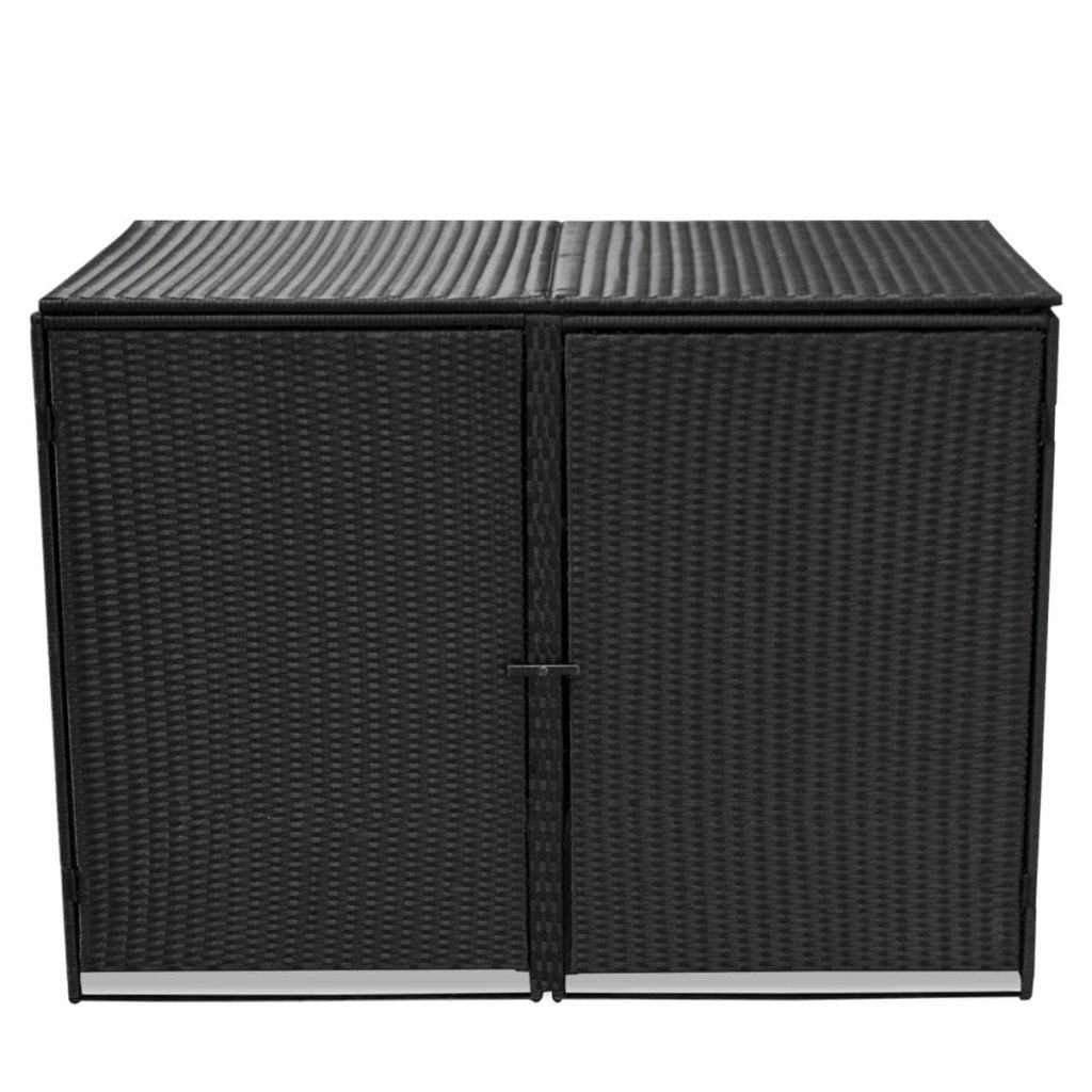 Mülltonnenbox für 2 Tonnen Poly Rattan Schwarz 148x80x111 cm