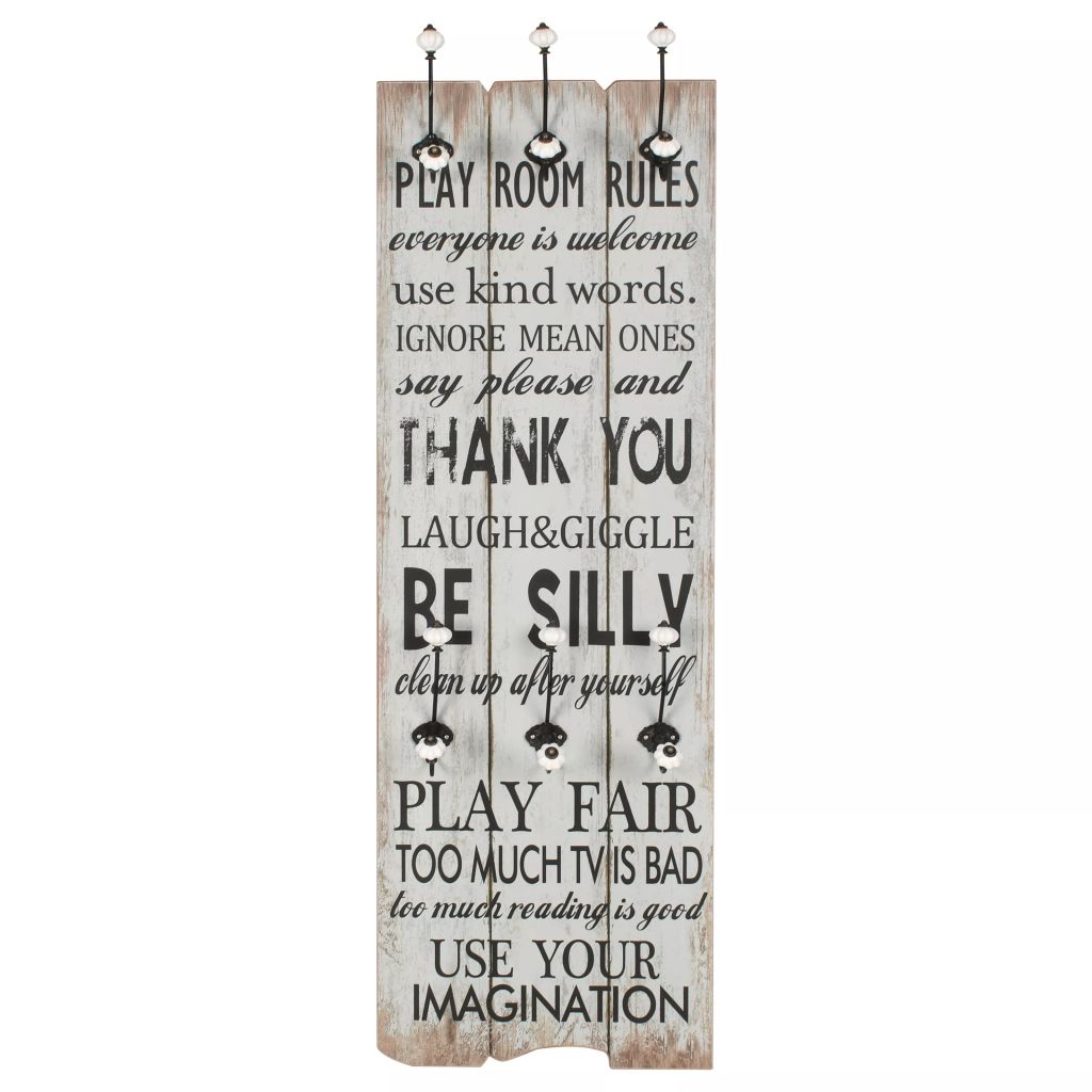 Wandgarderobe mit 6 Haken 120 x 40 cm THANK YOU