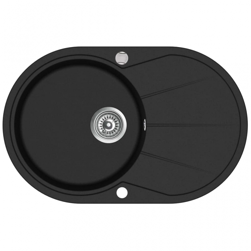 Granit Küchenspüle Einzelwaschbecken Oval Schwarz