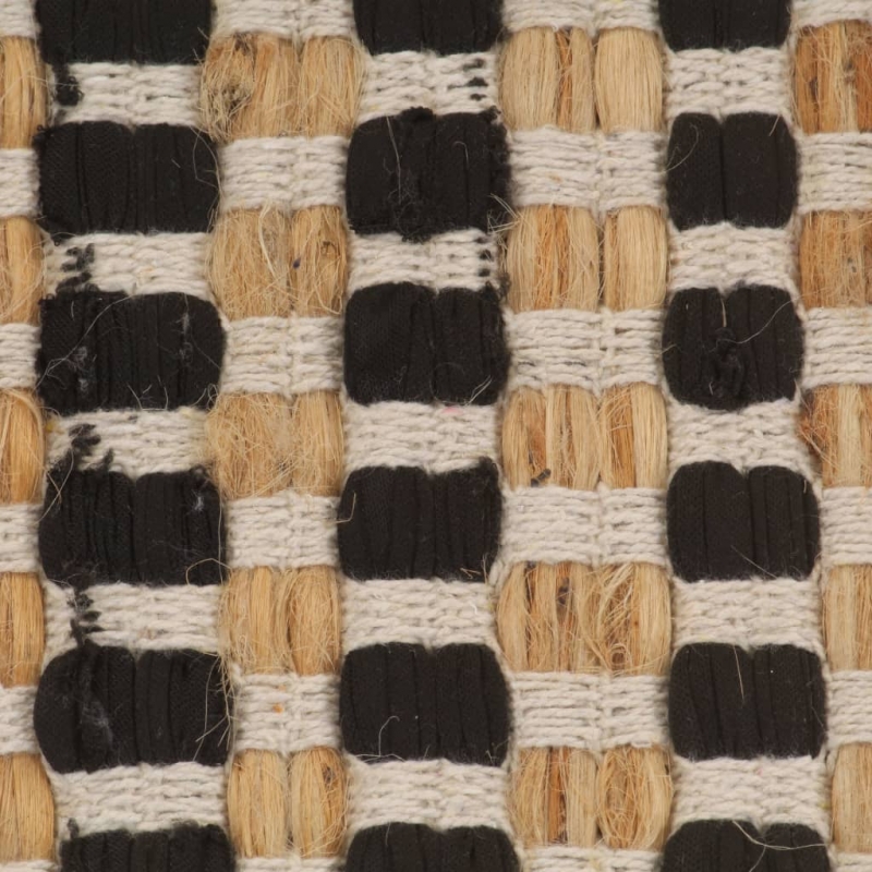 Handgewebtes Badematten-Set Jute Stoff Natur und Schwarz