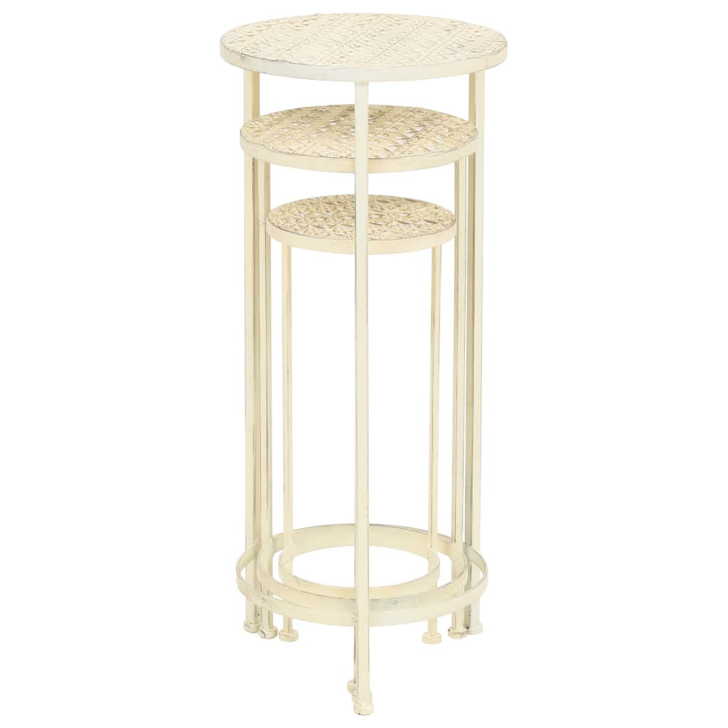 Blumenständer Set 3 Stk. Vintage Stil Metall Weiß