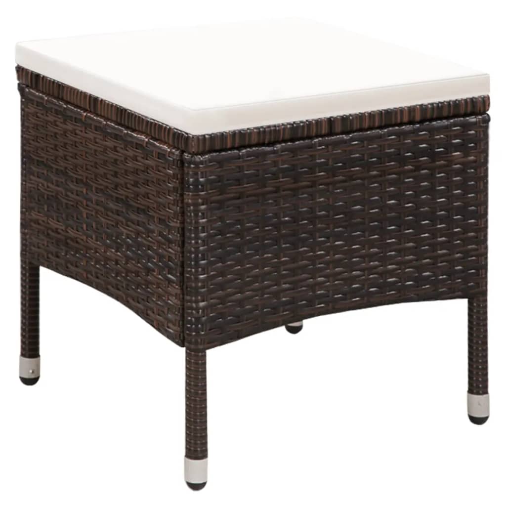 Gartenstuhl und Hocker mit Polstern Poly Rattan Braun