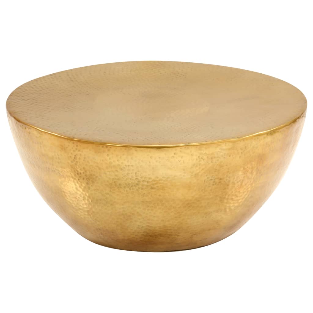 Couchtisch aus Gehämmertem Aluminium 70x30 cm Messing