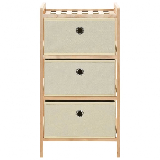 Korb-Kommode mit 3 Stoffkörben Zedernholz Beige