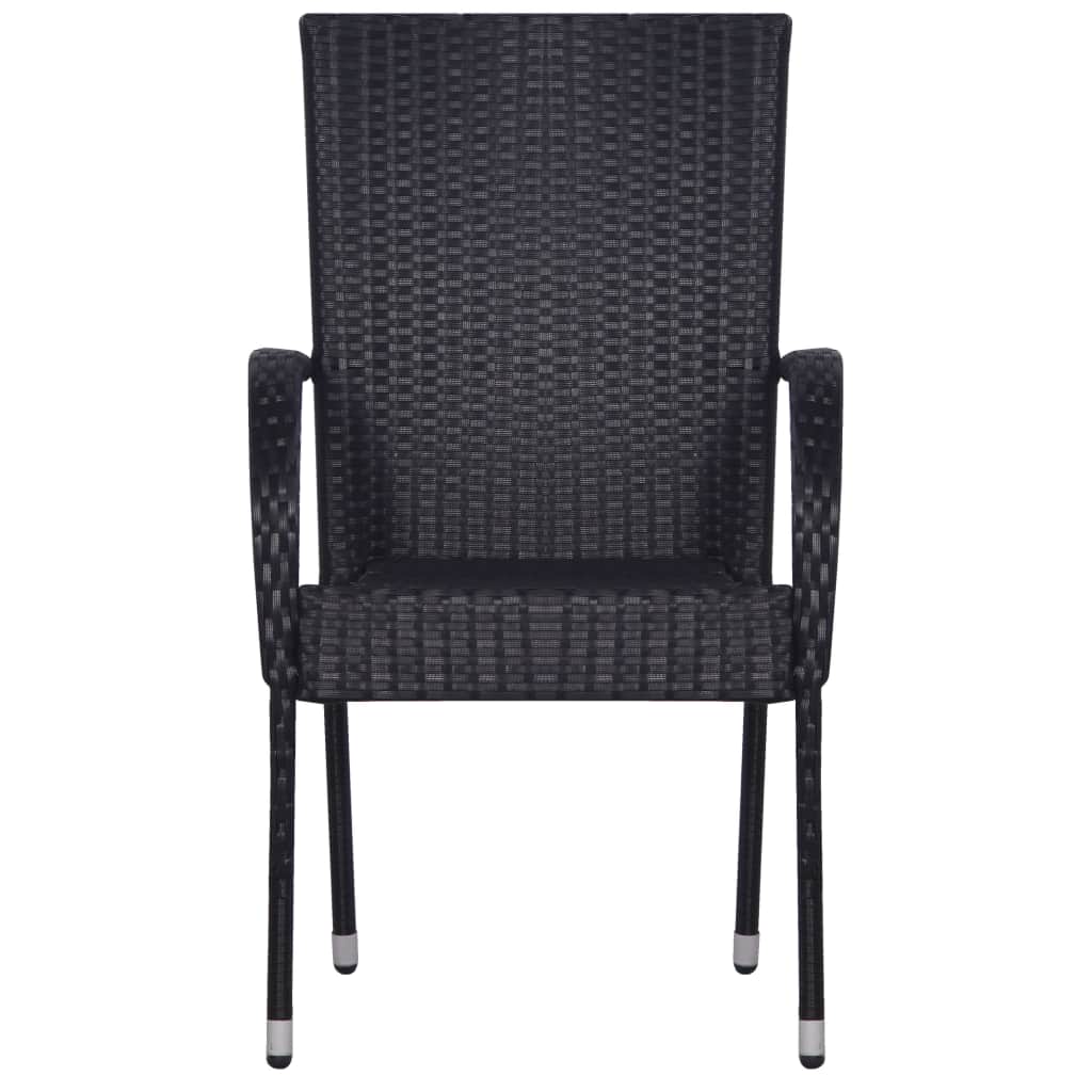 Stapelbare Gartenstühle 2 Stk. Poly Rattan Schwarz