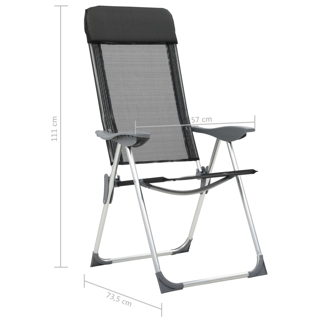 Klappbare Campingstühle 2 Stk. Aluminium Schwarz