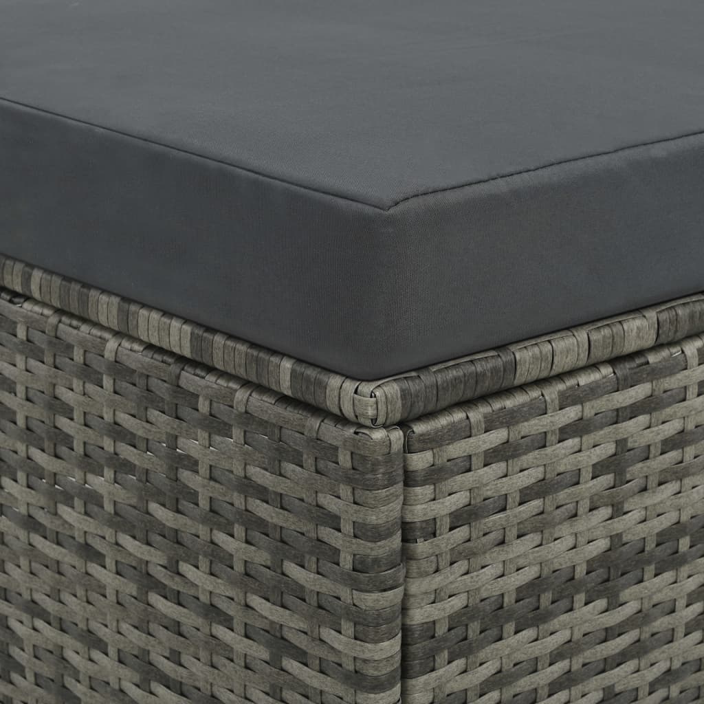 2-tlg. Garten-Lounge-Set mit Auflagen Poly Rattan Grau
