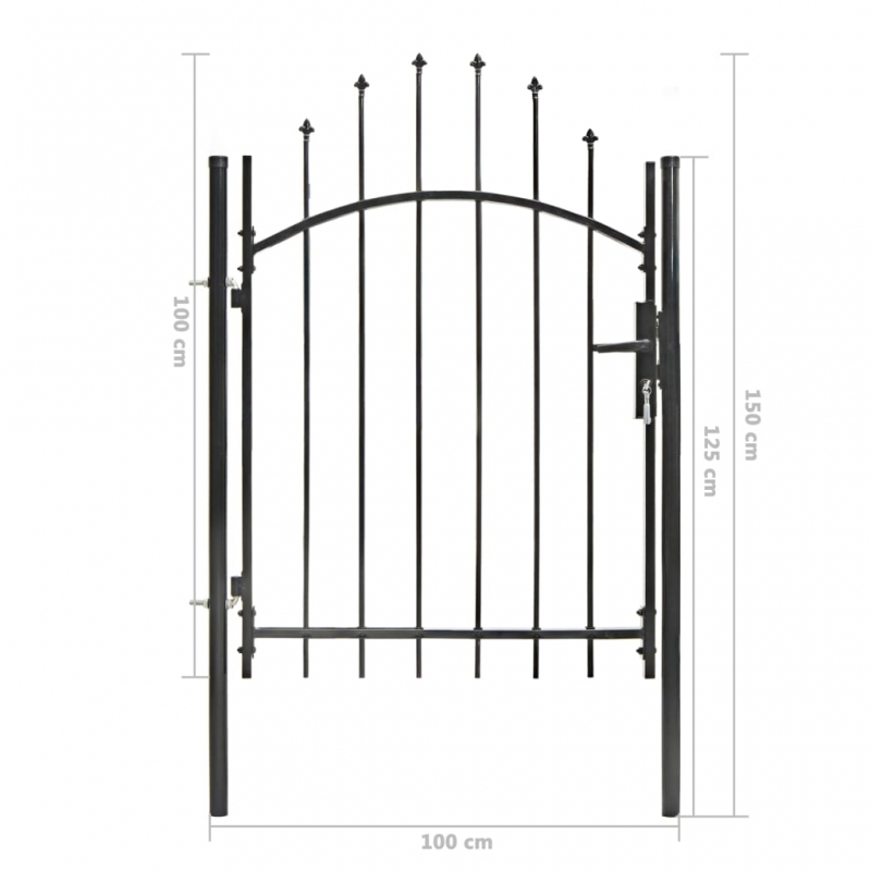 Gartentor Stahl 1x1,5 m Schwarz
