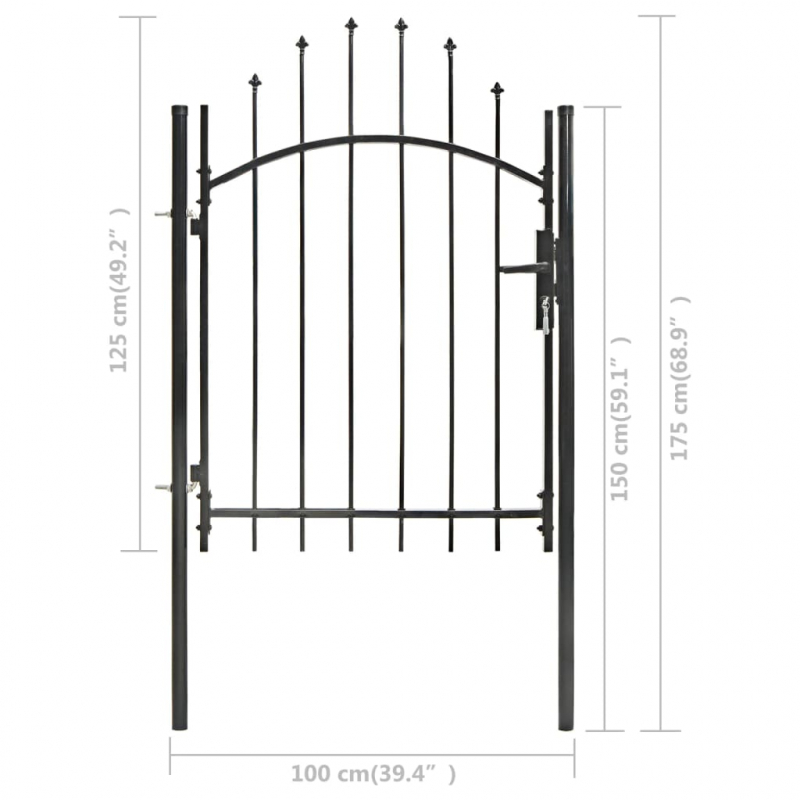 Gartentor Stahl 1x1,75 m Schwarz