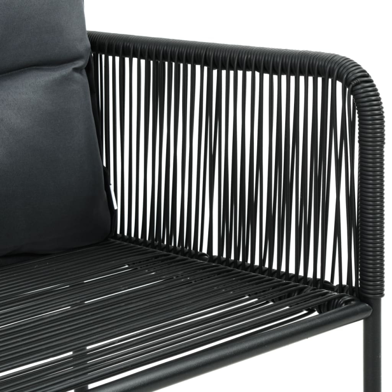 Gartenstühle 2 Stk. mit Polstern Poly Rattan Schwarz