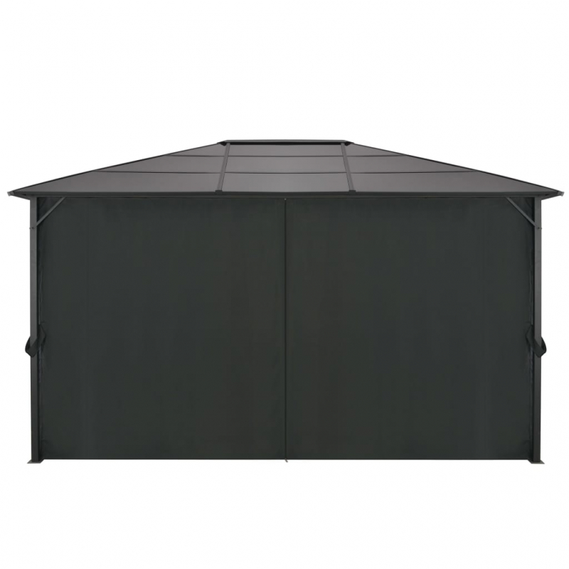 Gartenpavillon mit Vorhang Aluminium 4×3×2,6 m  Schwarz