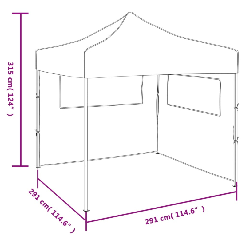 Faltzelt Partyzelt Pop-Up mit 2 Seitenwänden 3 x 3 m Anthrazit