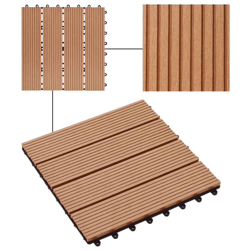Terrassenfliesen 11 Stück WPC 30 x 30 cm 1 qm Teakholzfarbe