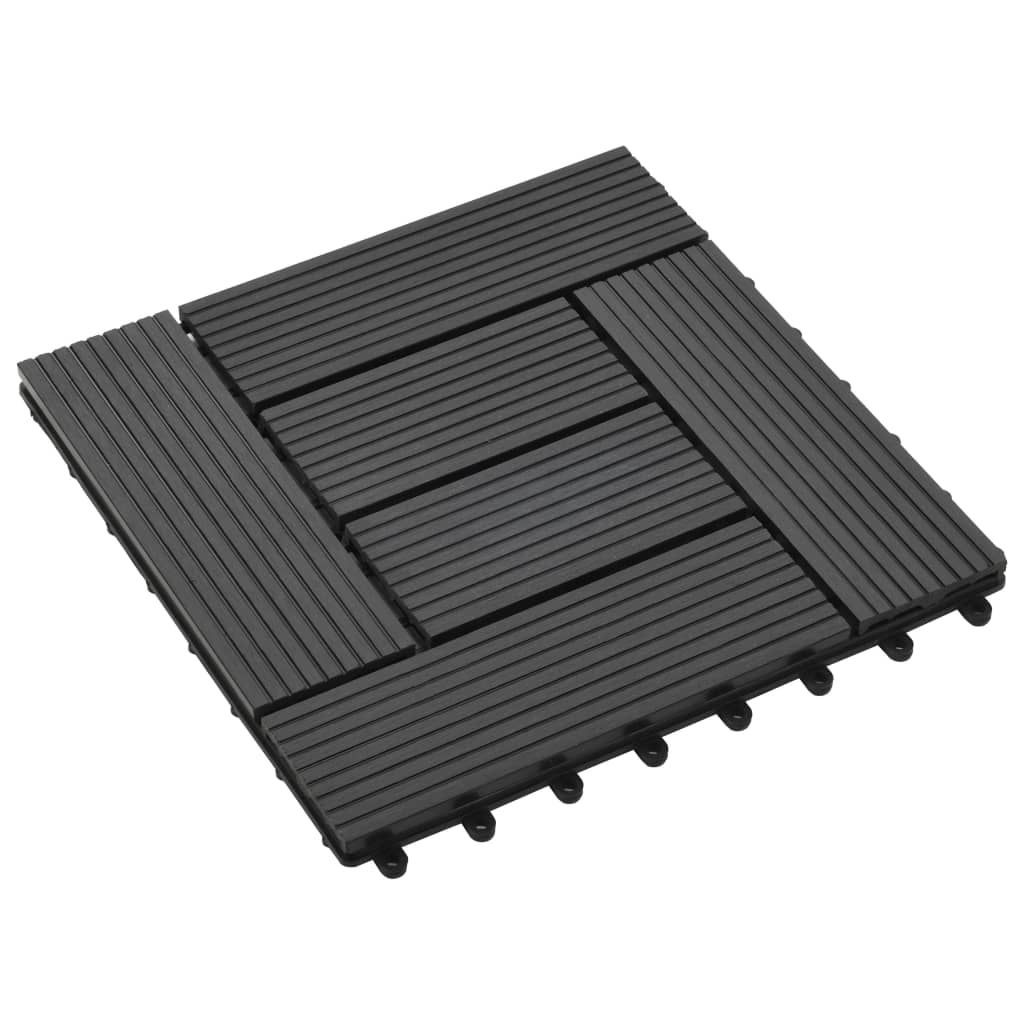 Terrassenfliesen 11 Stück WPC 30 x 30 cm 1 qm Schwarz