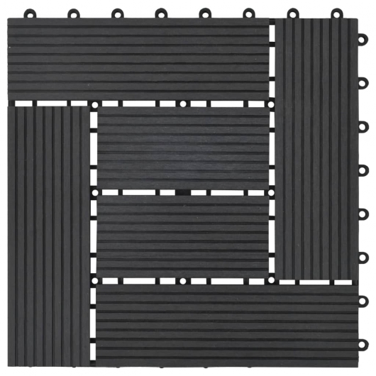 Terrassenfliesen 11 Stück WPC 30 x 30 cm 1 qm Schwarz
