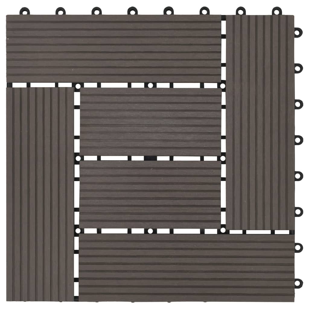 Terrassenfliesen 11 Stück WPC 30 x 30 cm 1 qm Dunkelbraun