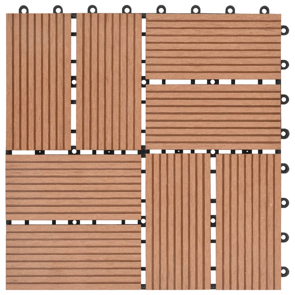 Terrassenfliesen 11 Stück WPC 30 x 30 cm 1 qm Braun