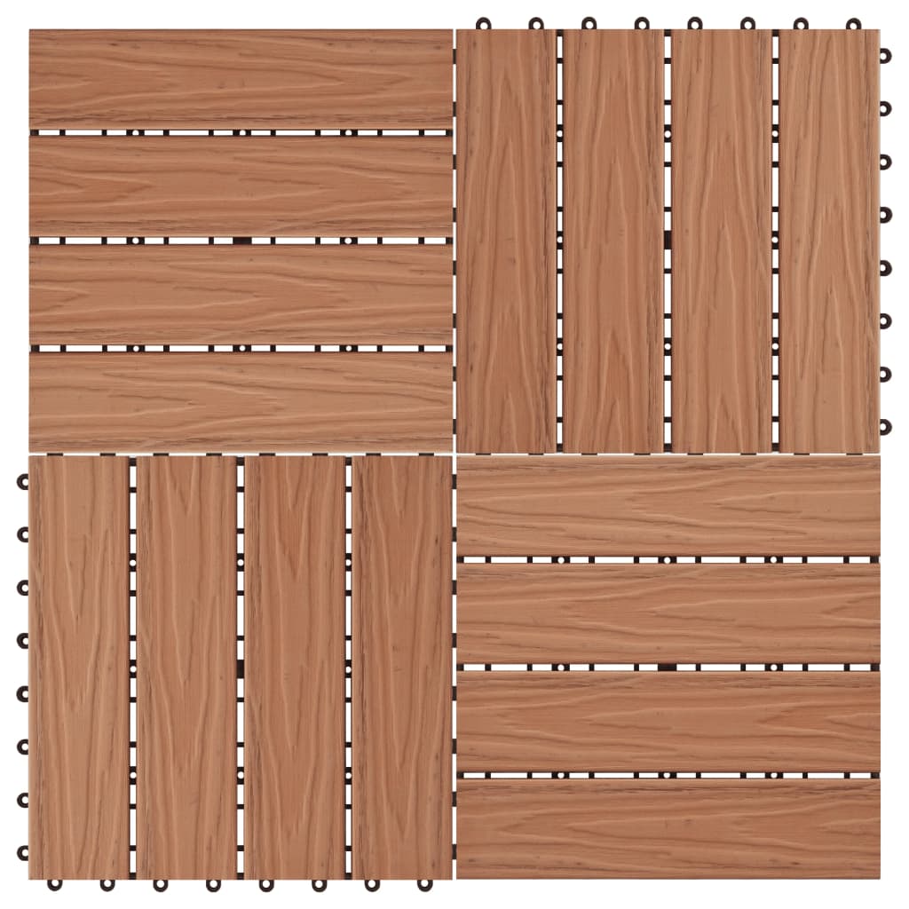 Terrassenfliesen 11Stk. Tief Geprägt WPC 30x30cm 1 qm Hellbraun