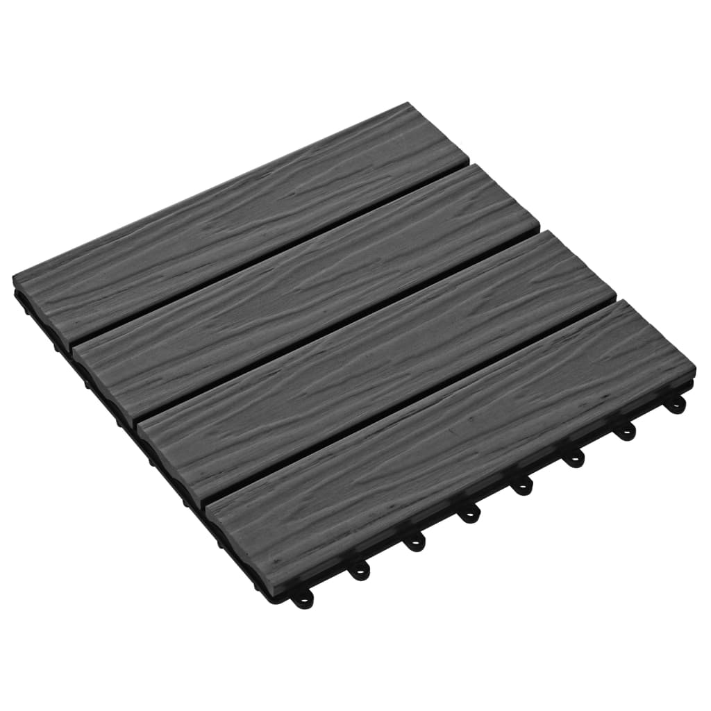 Terrassenfliesen 11 Stk. Tief Geprägt WPC 30x30cm 1 qm Schwarz
