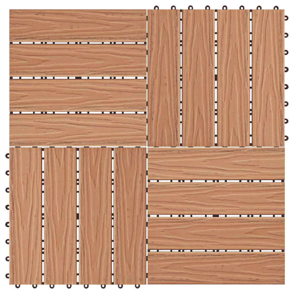 Terrassenfliesen 11Stk. Tief Geprägt WPC 30x30cm 1 qm Teakfarbe