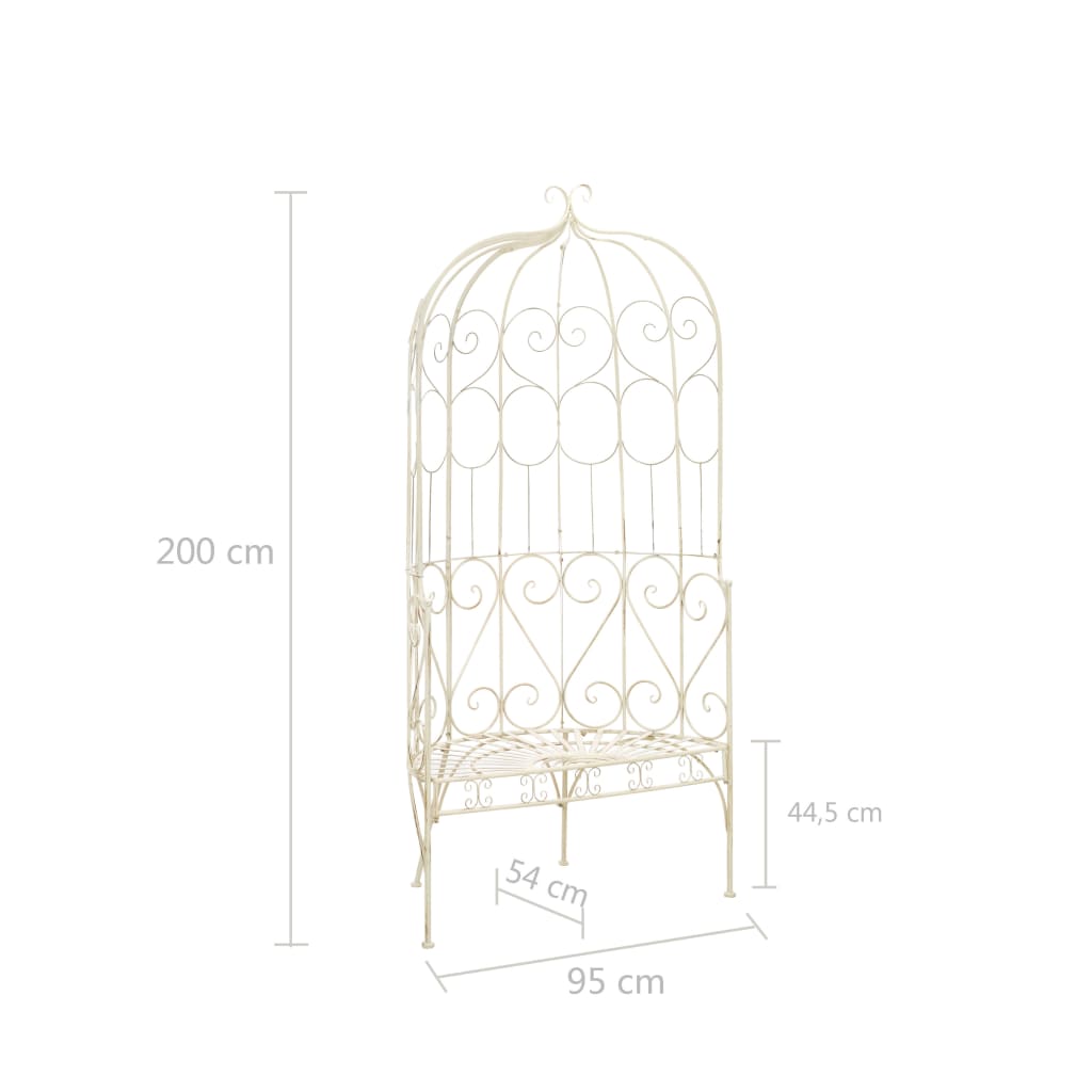 Gartenbank 95 cm Eisen Antik Weiß