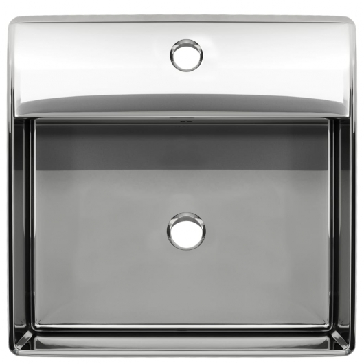 Waschbecken mit Überlauf 41 x 41 x 15 cm Keramik Silbern