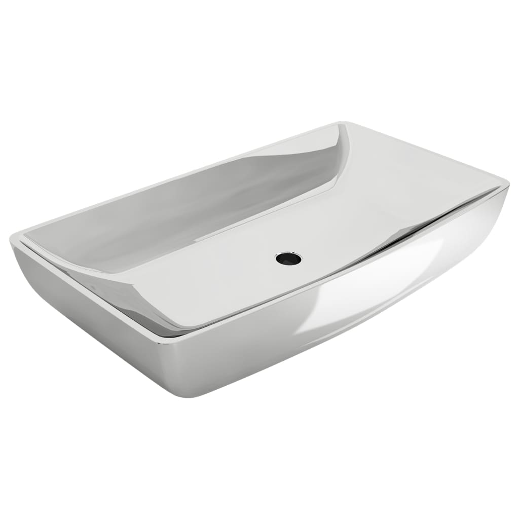 Waschbecken 71 x 38 x 13,5 cm Keramik Silbern