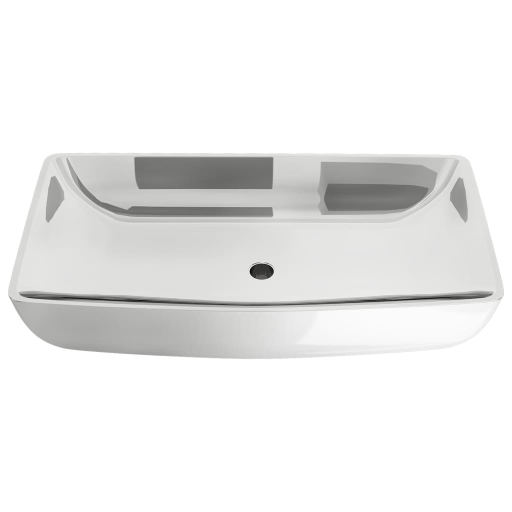 Waschbecken 71 x 38 x 13,5 cm Keramik Silbern