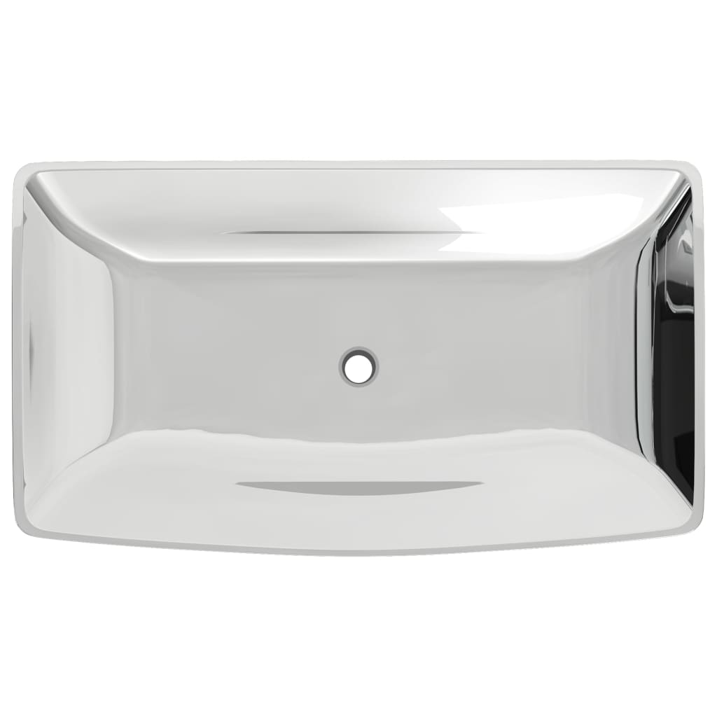 Waschbecken 71 x 38 x 13,5 cm Keramik Silbern