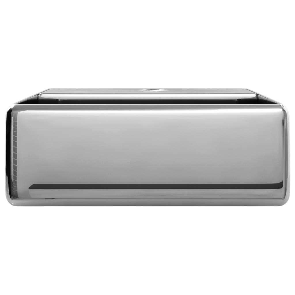 Waschbecken mit Wasserhahnloch 38x30x11,5cm Keramik Silbern