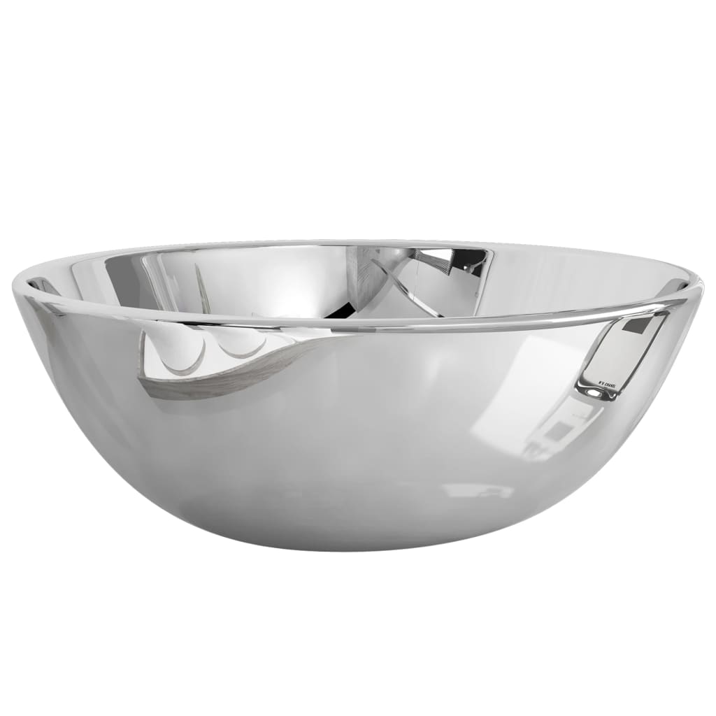 Waschbecken 28 x 10 cm Keramik Silbern