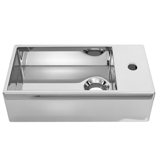 Waschbecken mit Überlauf 49 x 25 x 15 cm Keramik Silbern