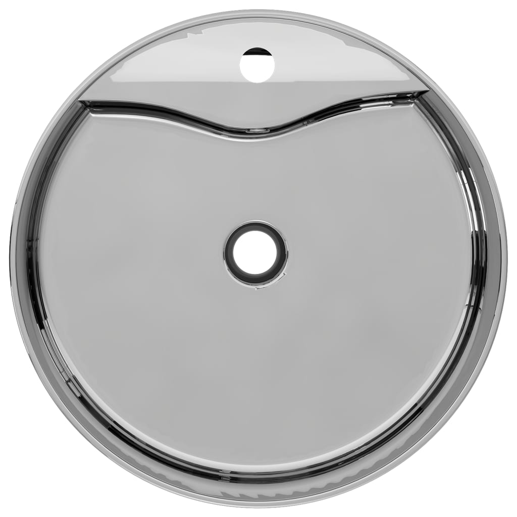 Waschbecken mit Überlauf 46,5 x 15,5 cm Keramik Silbern