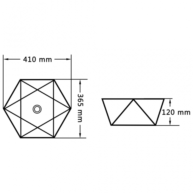 Waschbecken 41 x 36,5 x 12 cm Keramik Schwarz