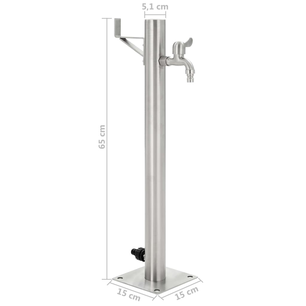 Garten-Wassersäule Edelstahl Rund 65 cm