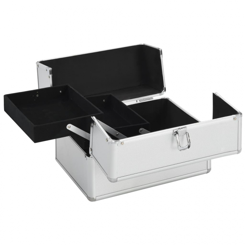 Kosmetikkoffer 22x30x21 cm Silbern Aluminium