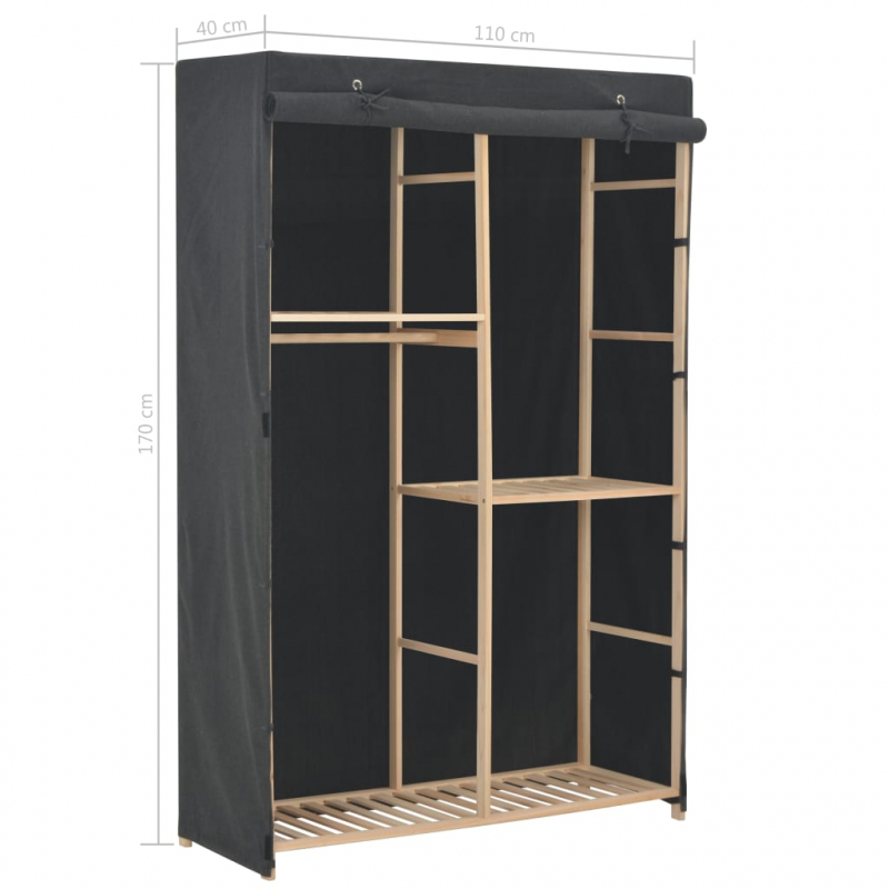 3-stufiger Kleiderschrank Grau 110 x 40 x 170 cm Stoff