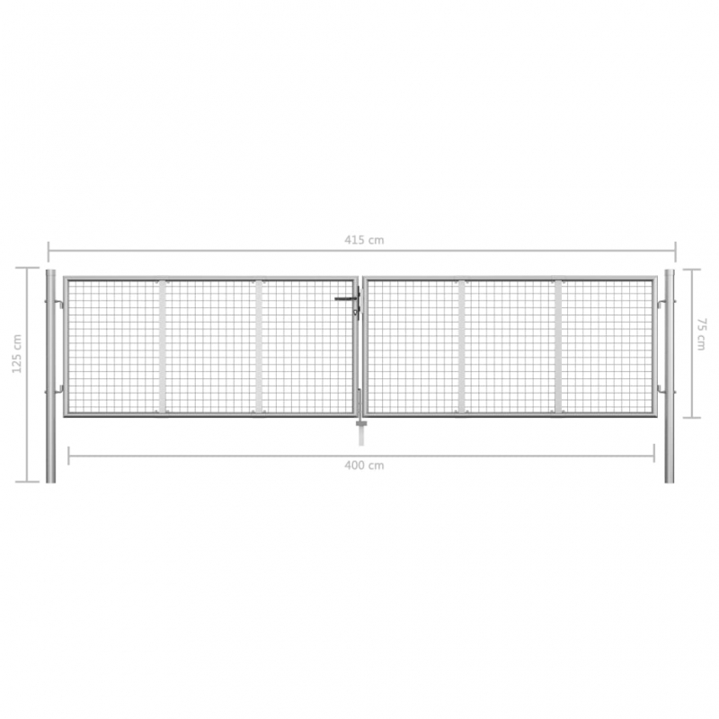 Gartentor Verzinkter Stahl 415 x 125 cm Silbern