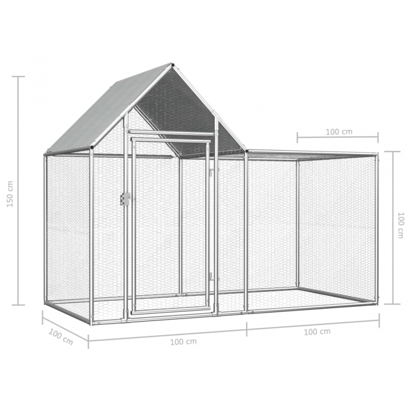 Hühnerstall 2x1x1,5 m Verzinkter Stahl