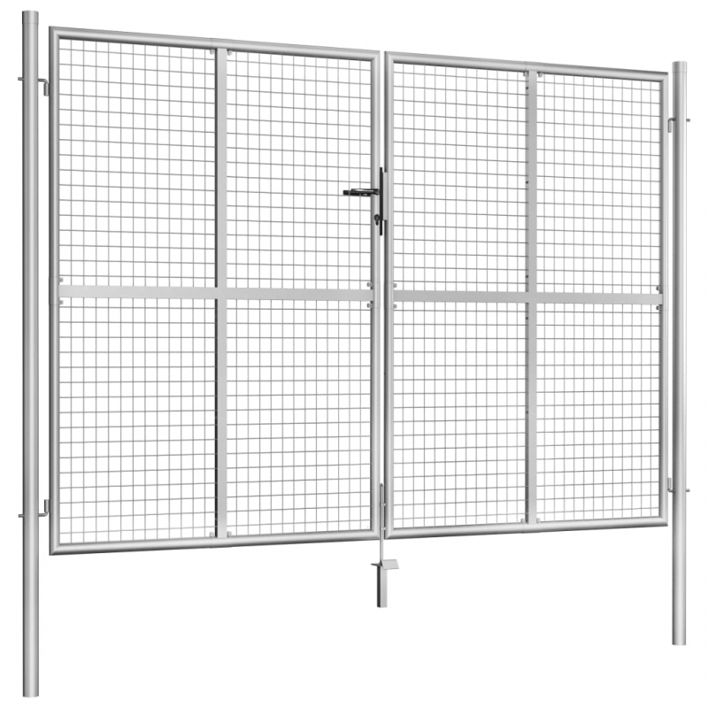 Gartentor Verzinkter Stahl 306 x 225 cm Silbern