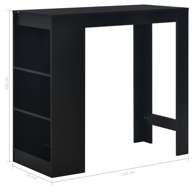 Bartisch mit Regal Schwarz 110 x 50 x 103 cm
